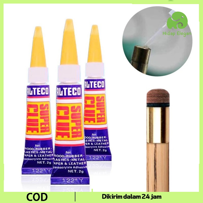 

3pcs Powerglue Super Glue Lem Lem Instan Nili Cue Tip Tahan Panas Dan Beku Cue Tip Stick Cue Billiard Pool Cue Glue Nili Cue Tip