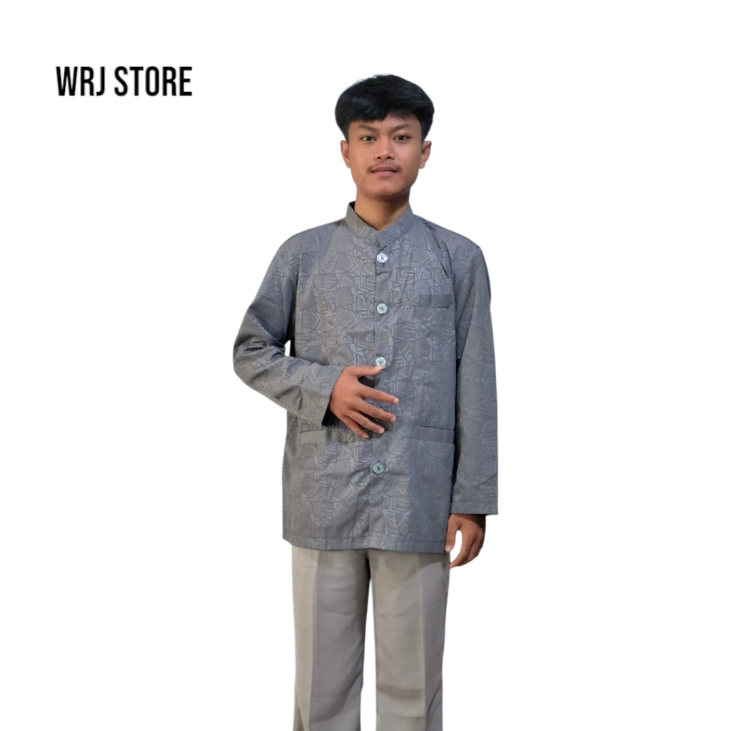 kemko sultan baju koko jas mu  jasko motif ammu kancing besar kain embos premium