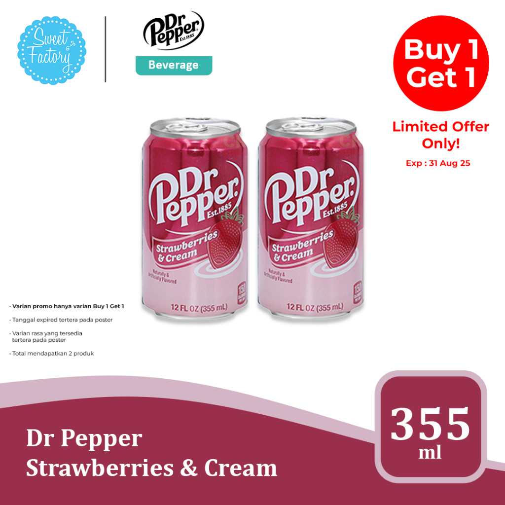 

Dr Pepper Soda Drink 355ml | Minuman Soda dari USA