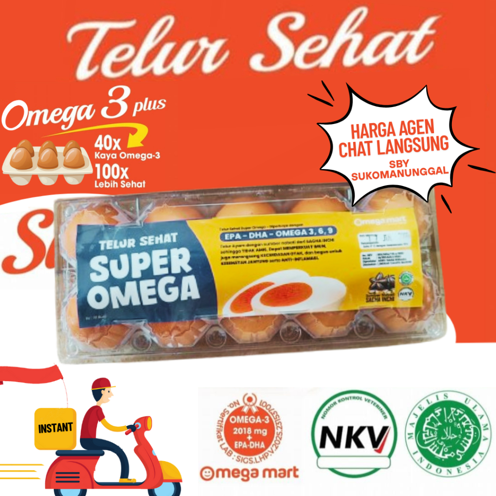 

100% TELUR OMEGA MURAH 10 BUTIR PENGIRIMAN INSTANT SURABAYA