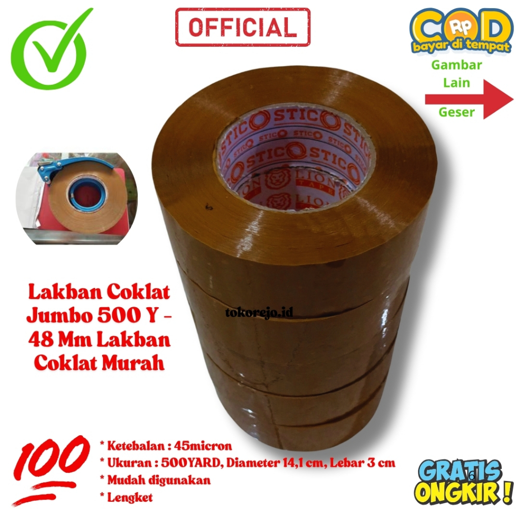 

Lakban Fragile Jumbo Coklat / Asli 500 Yard Coklat