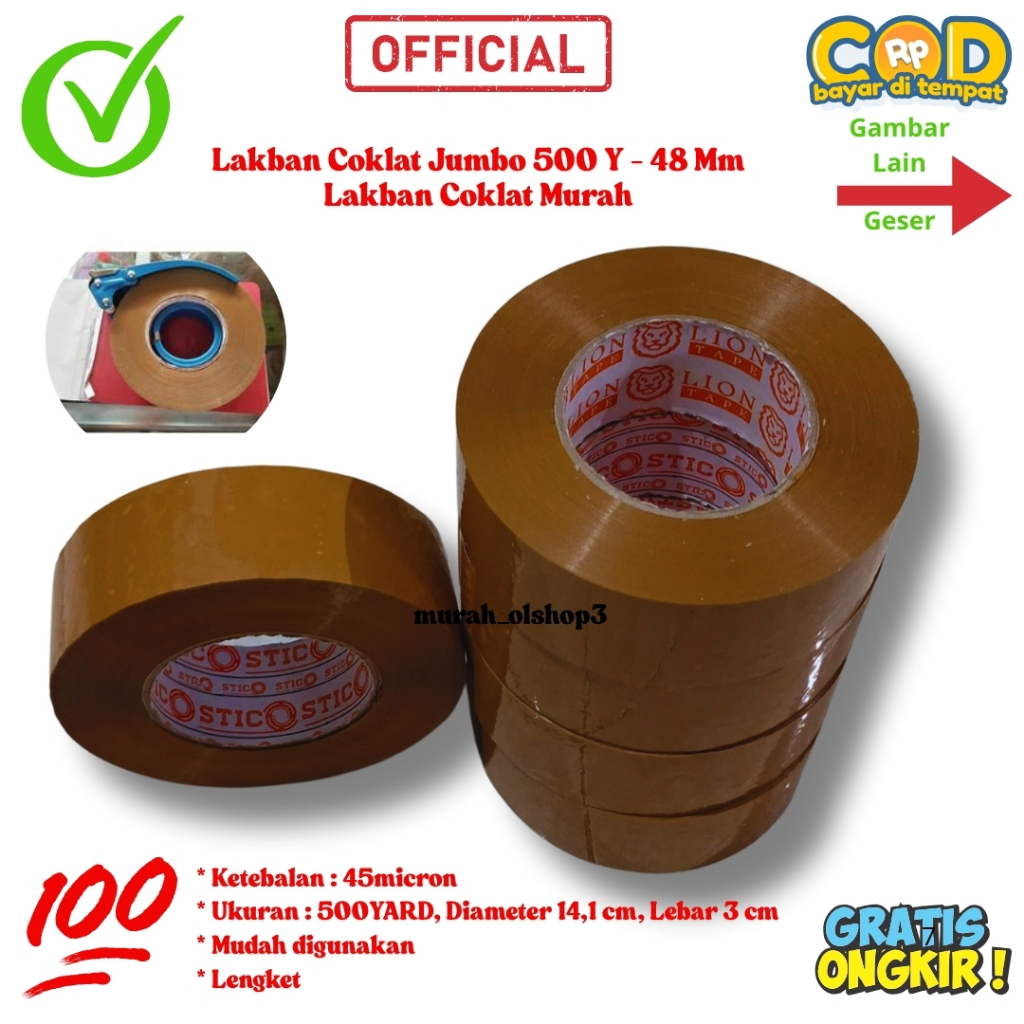 

Lakban Coklat Full Tape 48mm X 500yard ( Cmh )