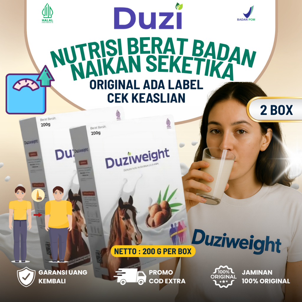 

DuziWeight - Susu Kuda Asli Penambah Berat Badan Rasa Gula Aren 2 Paket