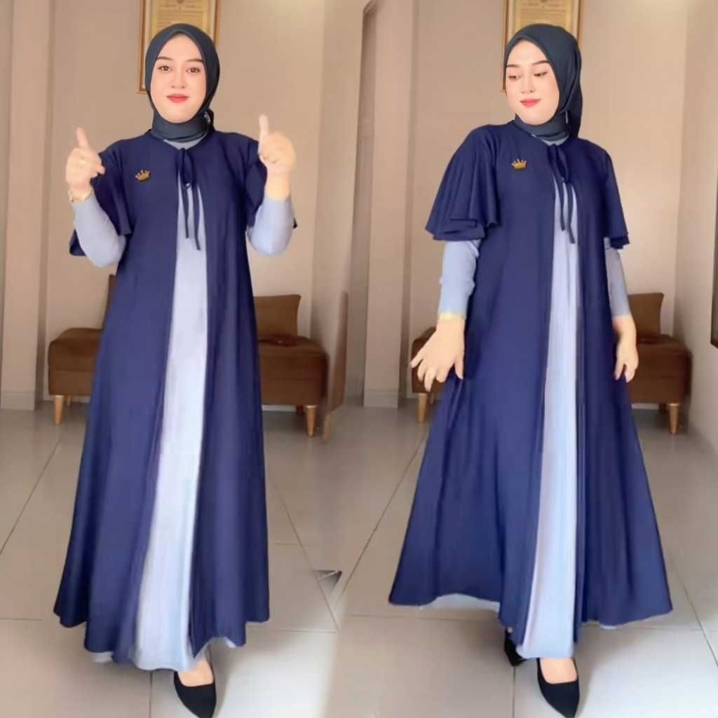 gamis set cardigan/gamis polos premium