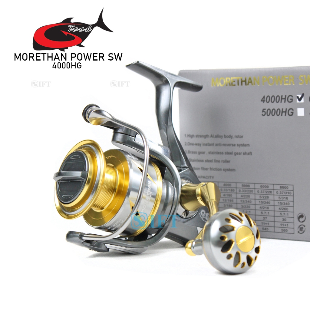 Reel G-TECH MORETHAN POWER SW 4000 s/d 10000 HG PG BGS | Power Handle Metal Body Saltwater | Laut Re