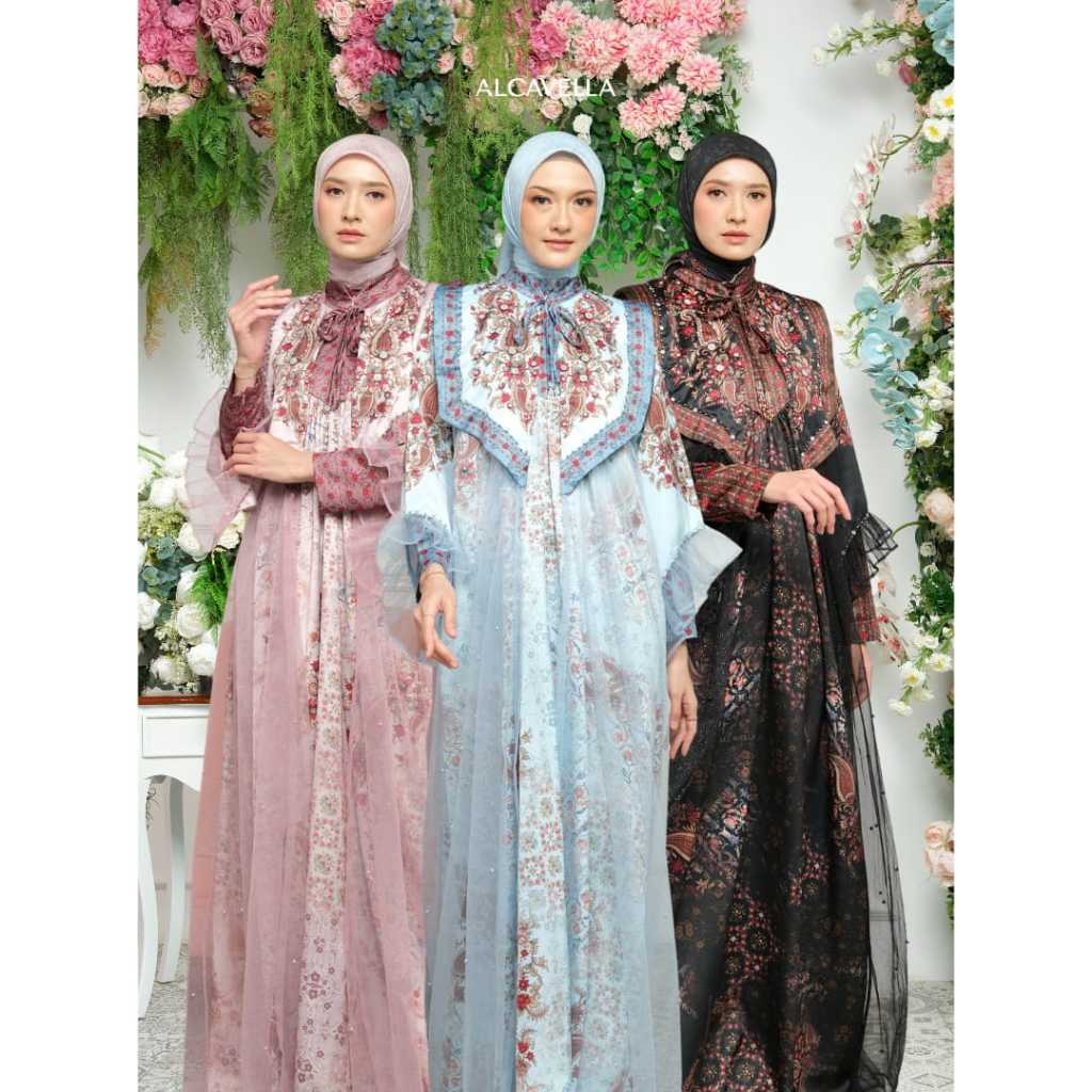 Alcavella - Naveera Set Hijab Series | Baju Gamis Wanita Muslim Syar'i Elegan Modern Terbaru ALCAVEL