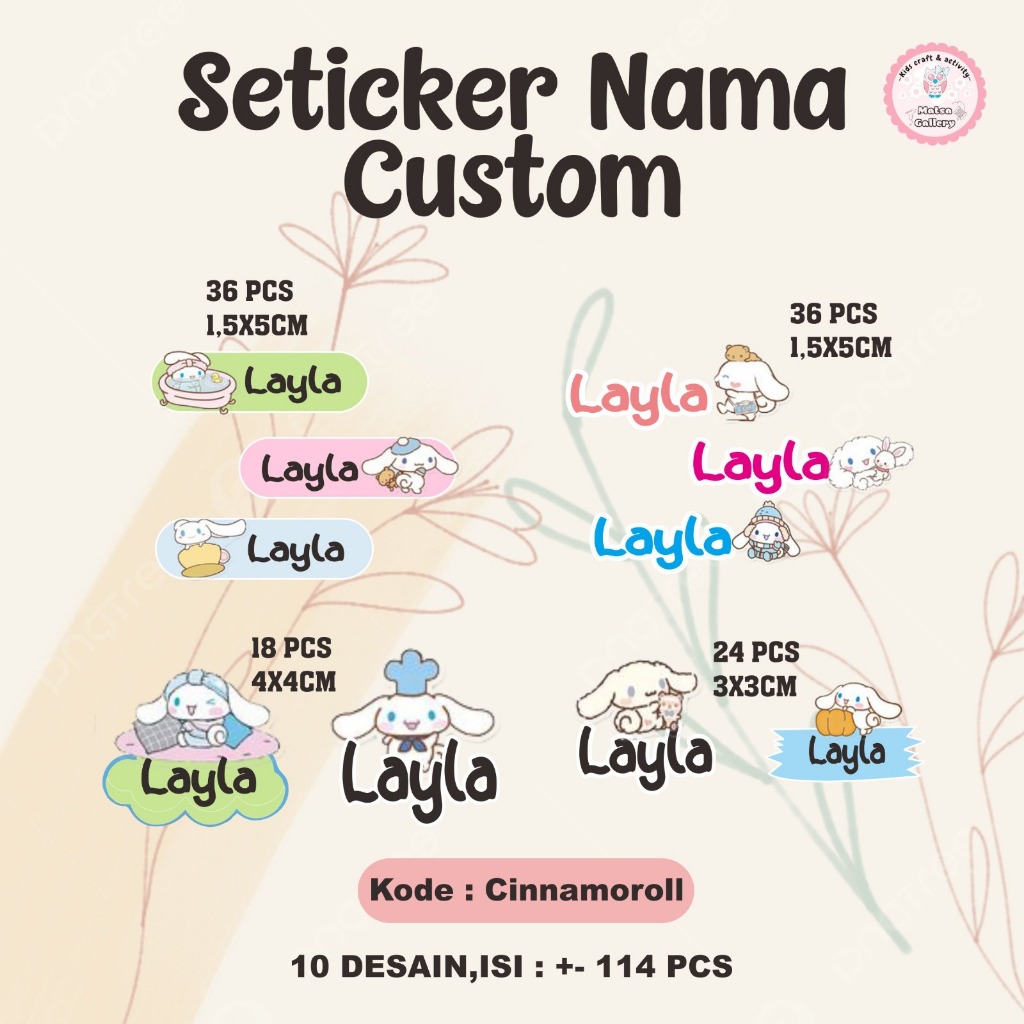

Stiker Custom Karakter Sanrio / Stiker Label Anak / Stiker Set Pack / Stiker vinyl Nama Anak Waterproof