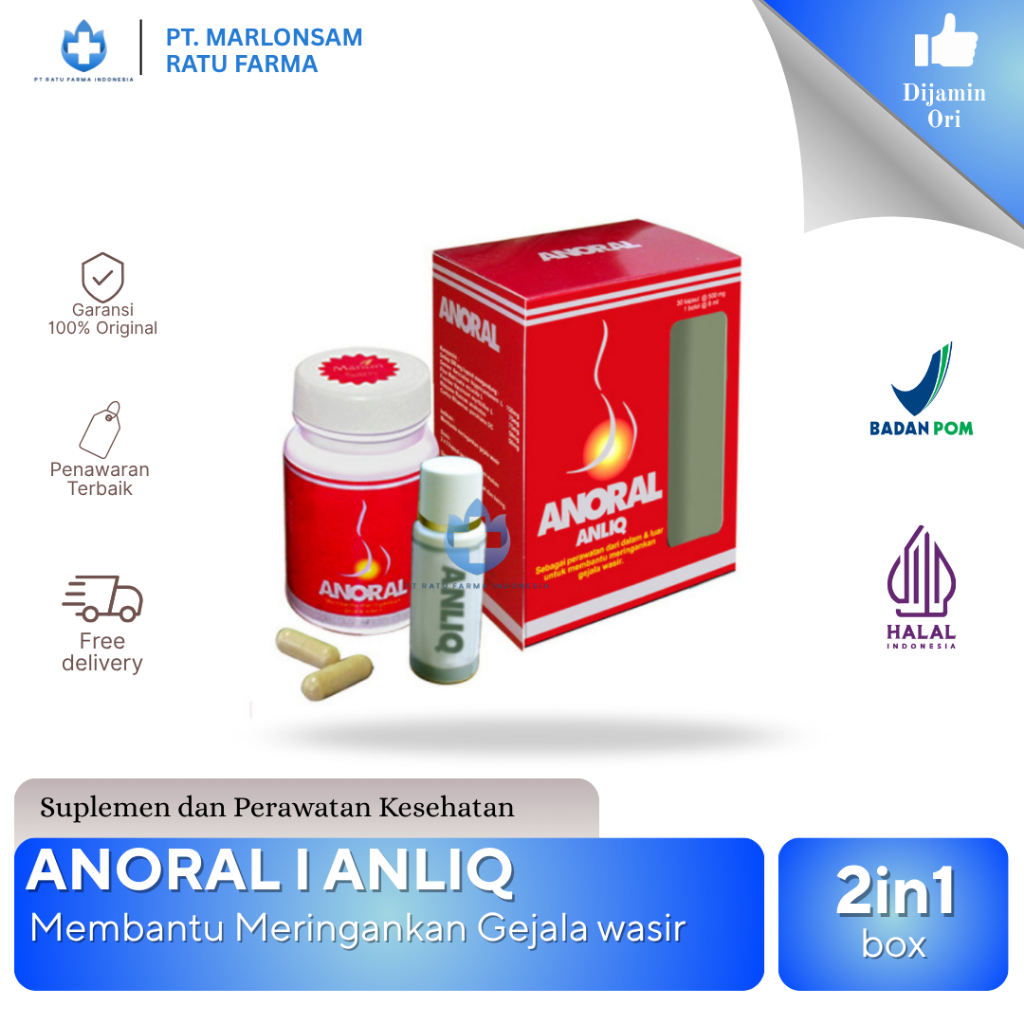 ANORAL KAPSUL 30'S + ANLIQ 8 ML | OBAT WASIR, AMBEIEN, AMBEYEN