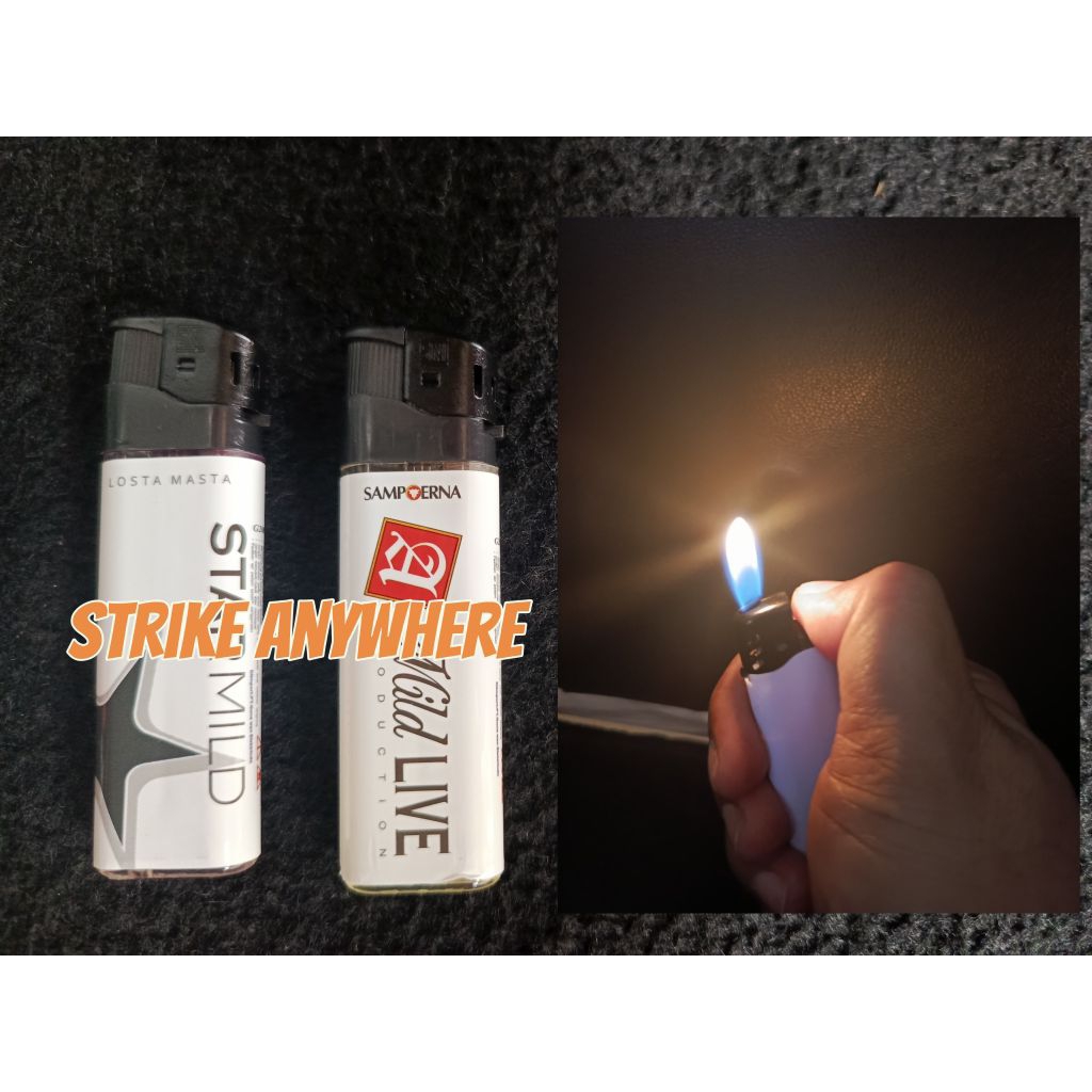 korek gas magnet putih polos motif ( 2 pcs ) korek api gas isi ulang