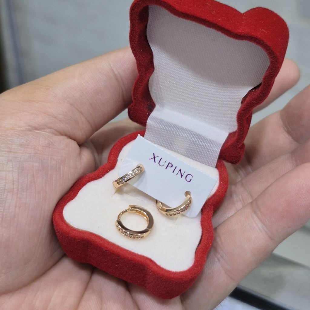 Giwang klip anting jepit bulet mata baris 8 XUPING asli