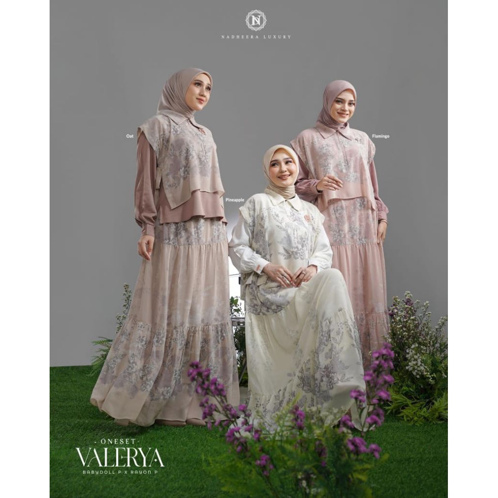 VALERYA ONESET dan Ivanna One Set Nadheera Luxury || Set Outer Cardigan Kulot Blouse Skirt Wanita Ba