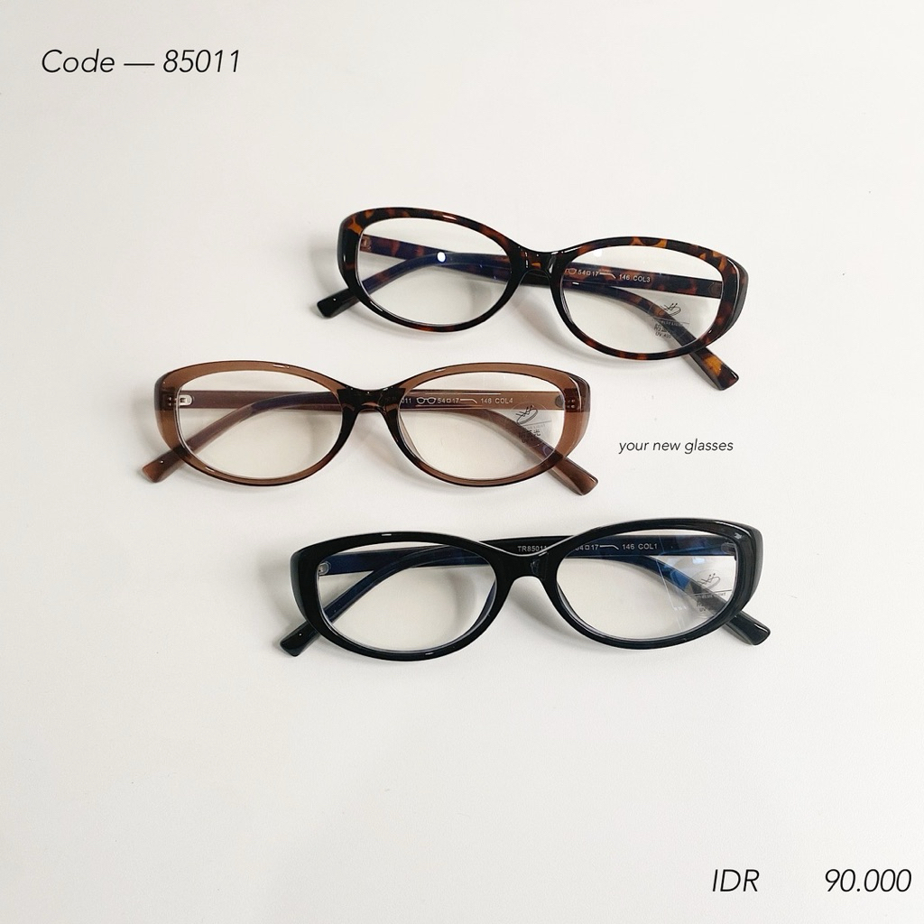 yournewglasses - Kacamata Semi Cateye 85011 wanita dengan Lensa Antiradiasi dan Bahan Lentur