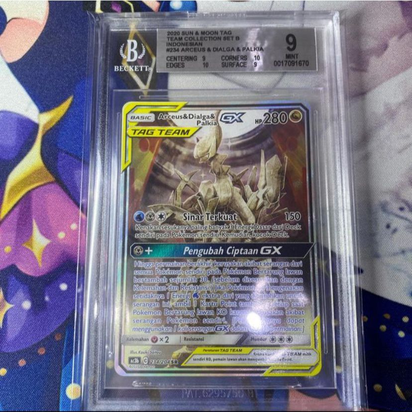 Pokemon ID SM AC3b Arceus Dialga Palkia GX SR AA BGS 9 PSA