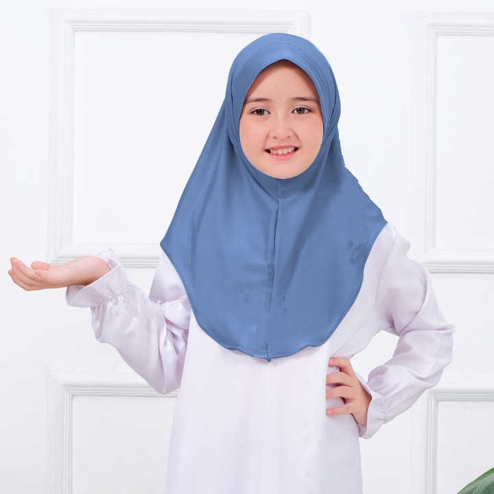 KALIZA Hijab Instan Simple Jilbab Anak Sekolah SD/SMP Jersey Premium Warna Navy