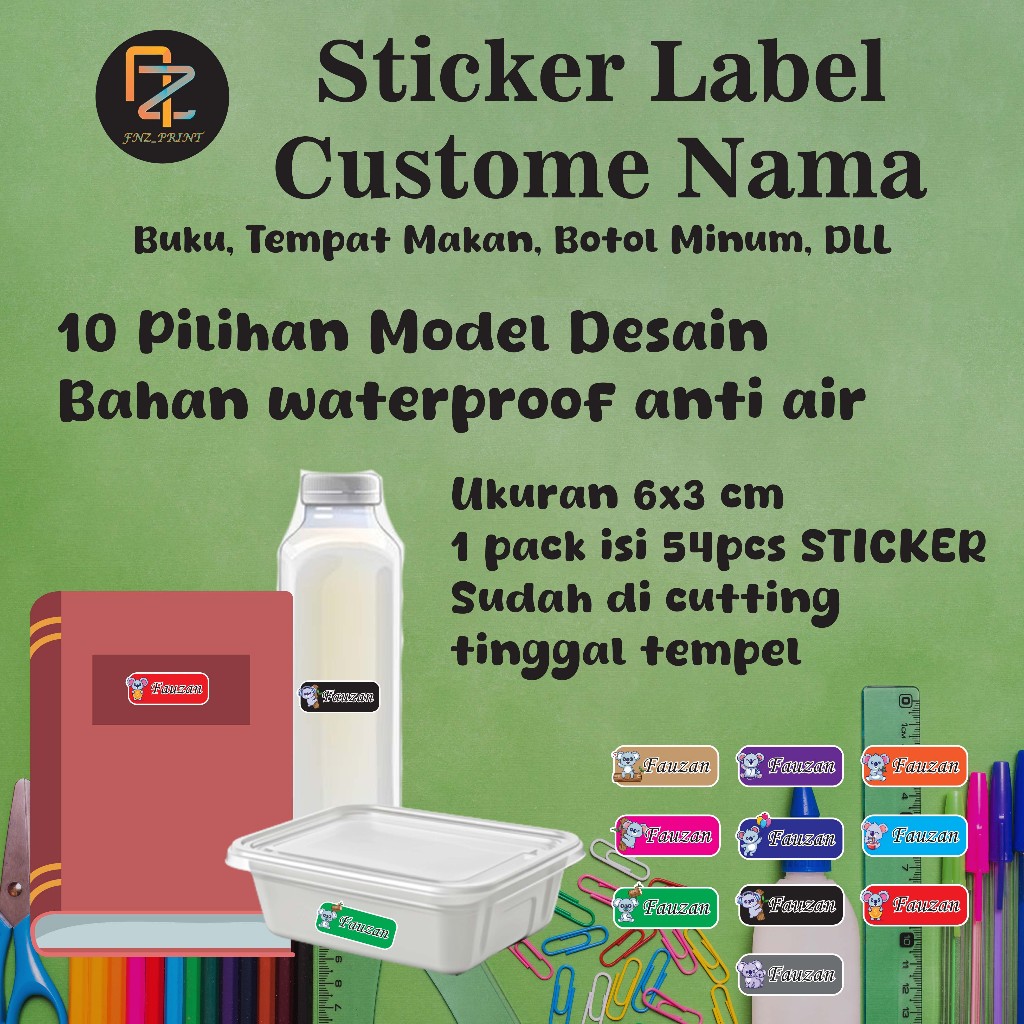 

52pcs sticker custom nama peralatan - stciker ajaib waterproof anti air - sticker label nama anti air