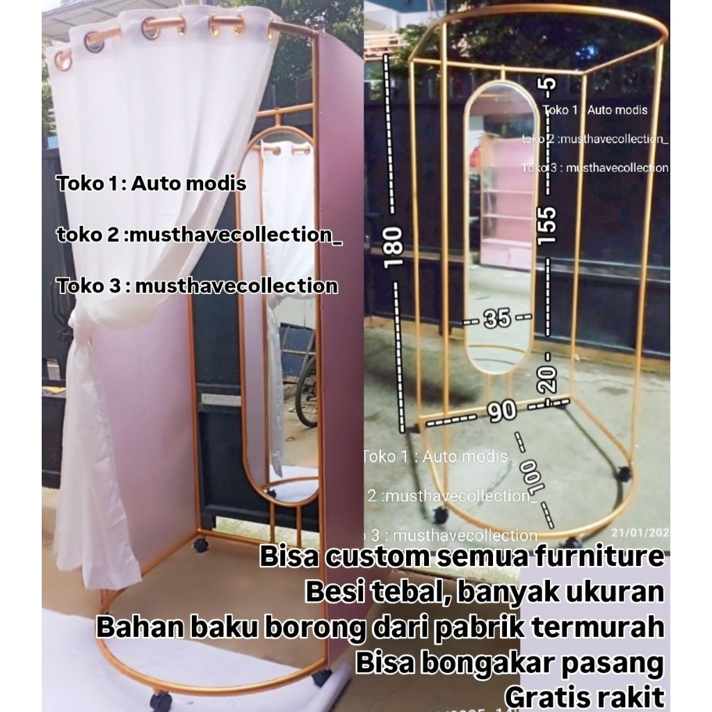 KAMAR PAS RUANG GANTI FITTING ROOM RAKIT PAMERAN ETALASE BAZAR POP UP DISPLAY BUTIK Distro TOKO MALL