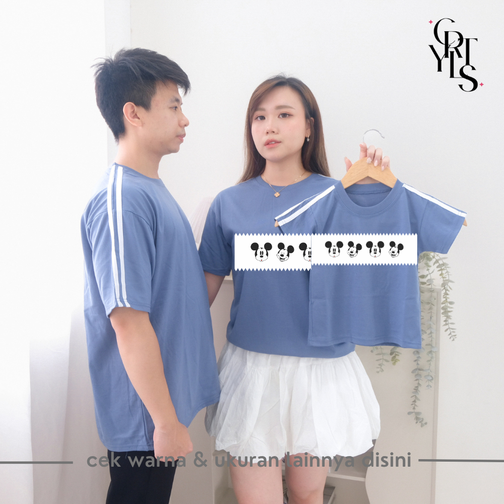 Carotyles Baju Atasan Kaos STRIP MK GARIS Couple Keluarga Family Wanita Anak Perempuan Laki Laki Pas