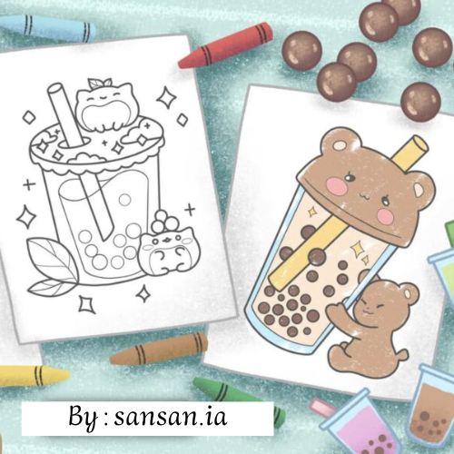 

[ 20 Lembar ] Boba Tea Coloring Pages | Kertas Mewarnai Boba Tea | Kertas Merwarnai A4