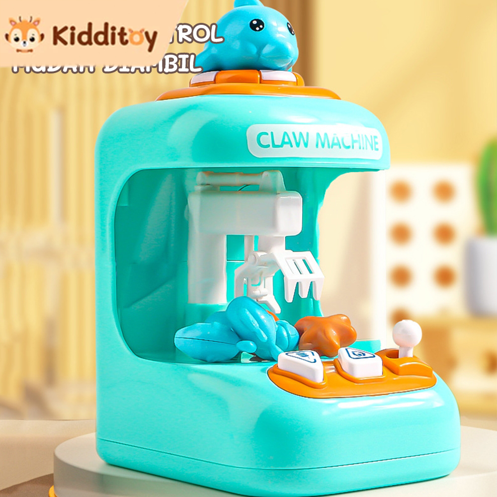 kidditoy Mainan Mesin Capit Mini Asli Murah Claw Machine Capit Boneka Dengan Musik Dan Lampu