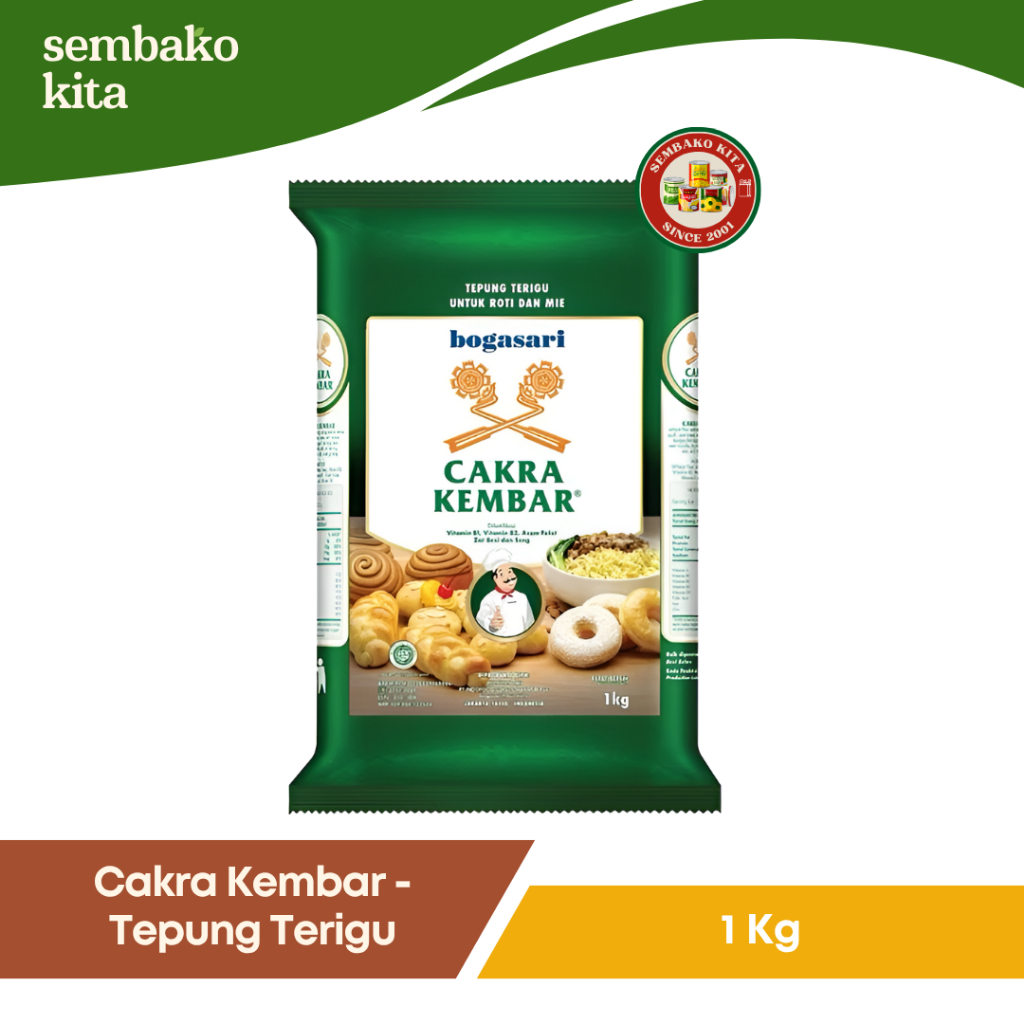 

Bogasari Cakra Kembar - Tepung Terigu Serbaguna 1 Kg