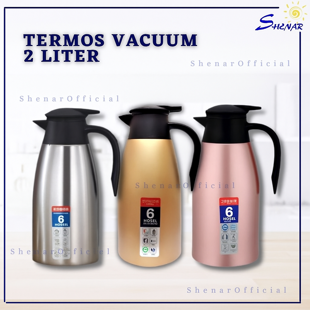 TERMOS AIR VACUUM JUG UK. 2LITER TEH KOPI TAHAN PANAS & DINGIN KEDAP UDARA TEKO AIR STAINLESS STEEL