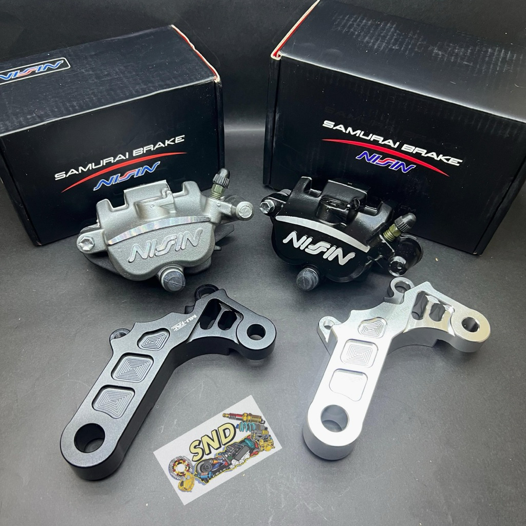 Kaliper Nissin Samurai 2P Belakang Plus Breket CNC Mufac Ninja R SS Disc Piringan 220mm