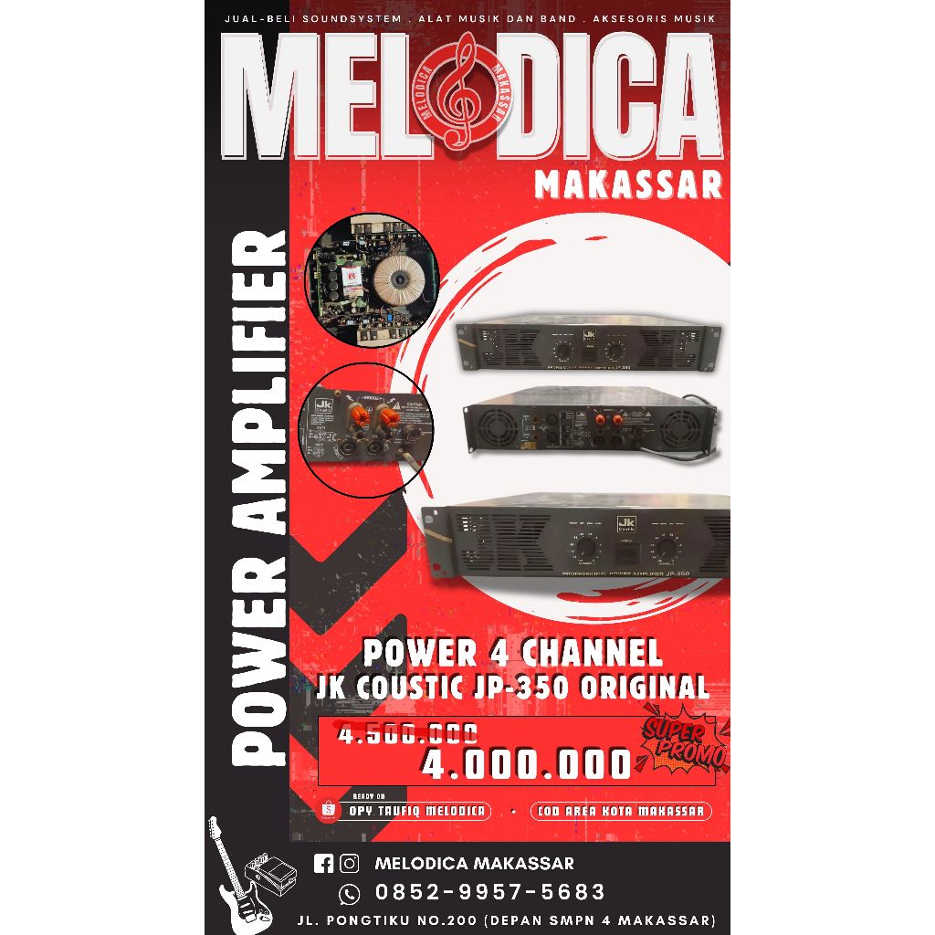 Power Amplifier Paten JK Coustic JP 350 Original - Power Amplifier Paten 2 Channel JK Coustic Ori