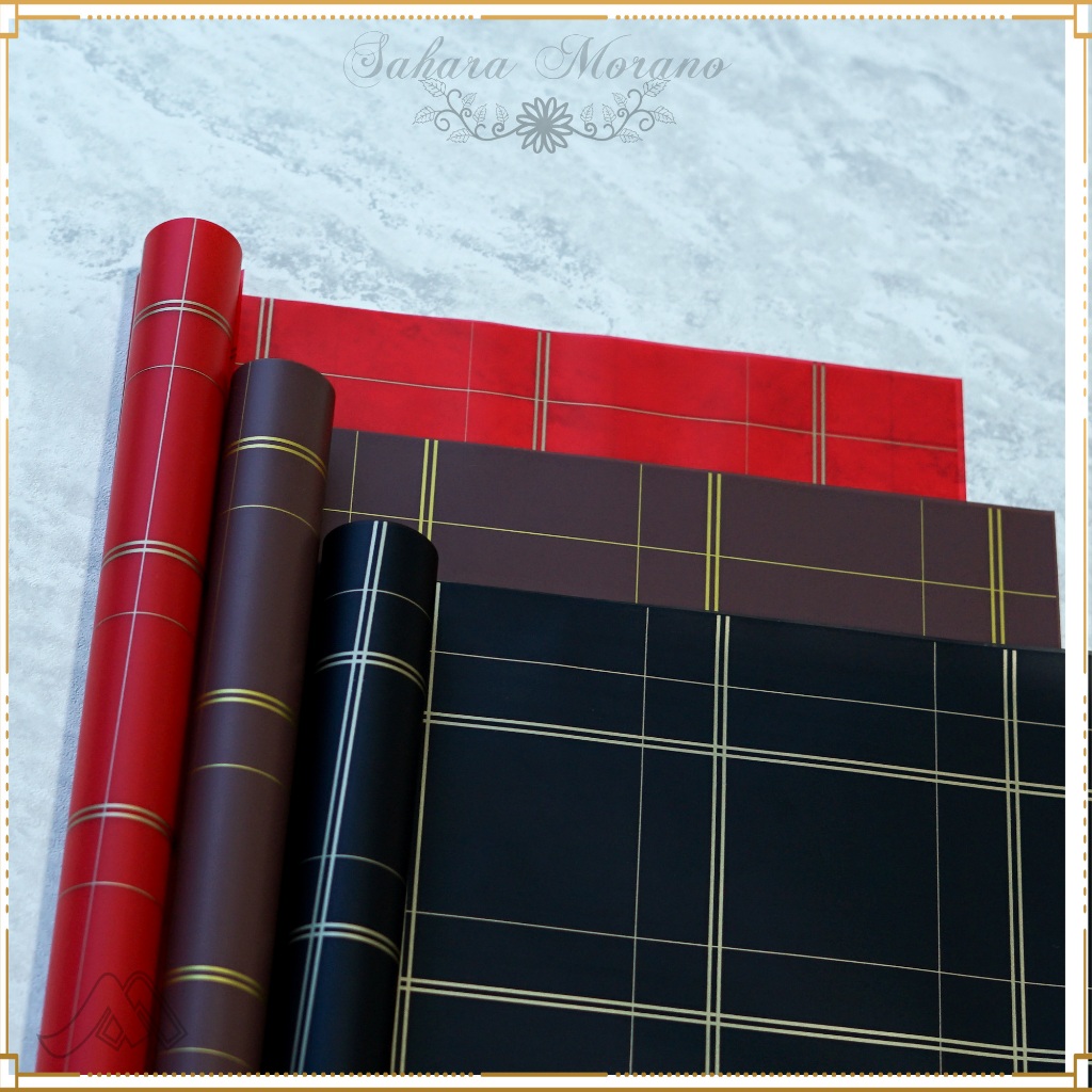 

20 Pcs Flower Wrapping Motif Kotak-kotak Paper Cellophane Waterproof Kertas Buket Bunga