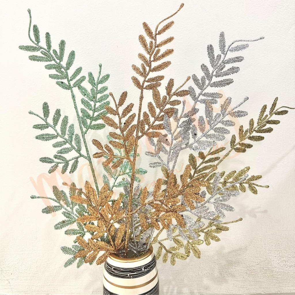 Daun Artificial Bulat/Dekorasi Hiasan rumah Glitter
