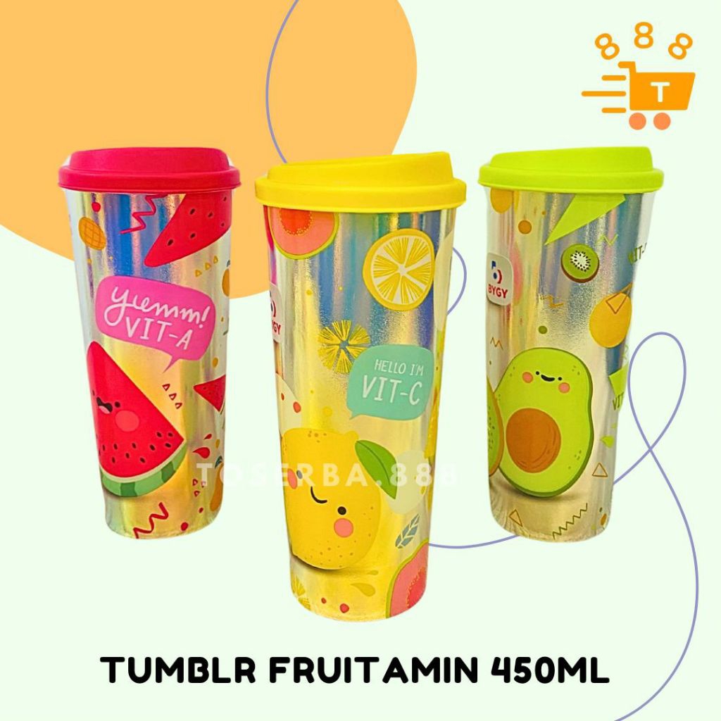 Tumblr Frutamin Plastik PP BPA Free Foodgrade Botol Minum Tumbler Gelas Tutup Imut Lucu Viral Aesthe