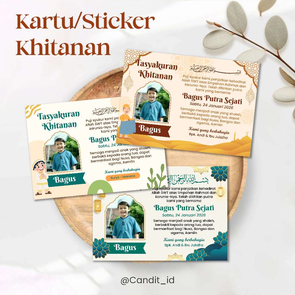 Sticker / Kartu Tasyakuran Khitan Anak - Sticker Nasi Box atau Kartu Bingkisan Khitanan