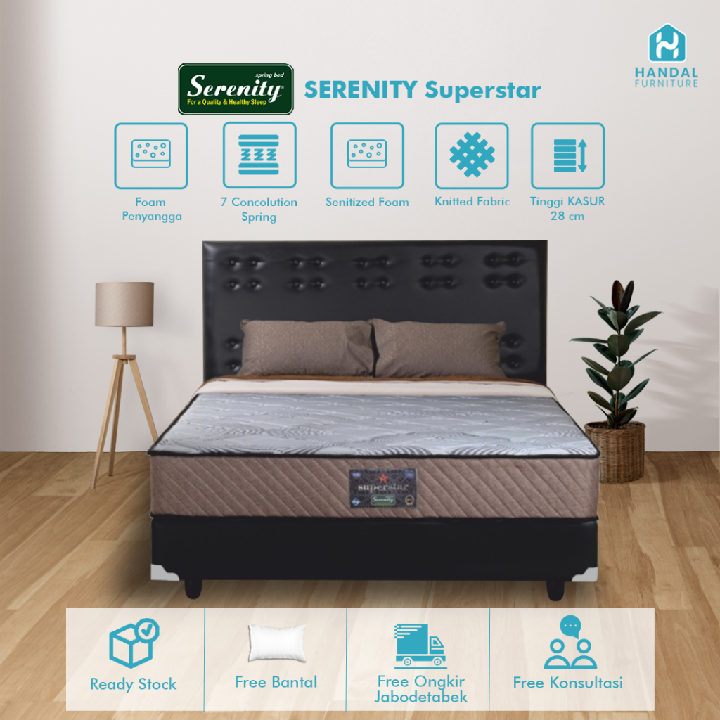 Kasur Springbed Elite Serenity Superstar Medium Padat Kos-Kosan 28cm Original