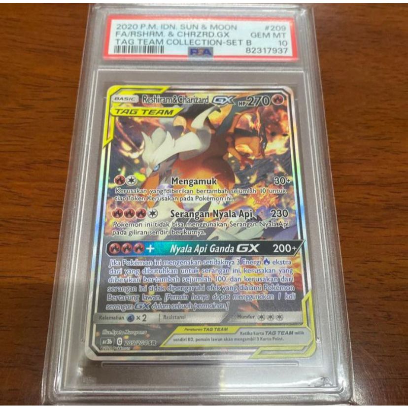 Pokemon TCG ID Indonesia SM AC3b Reshiram & Charizard GX SR AA PSA 10