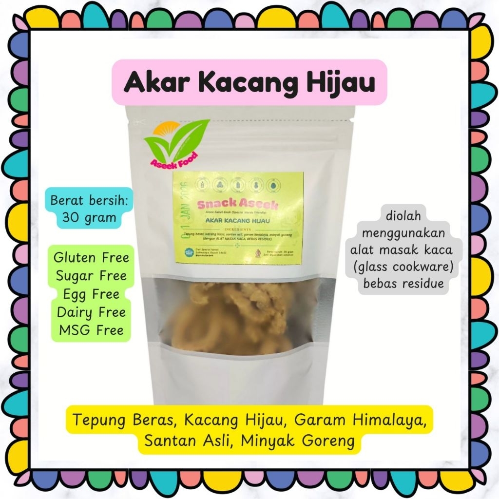 

AseekFood AKAR KACANG HIJAU Vegan Gluten Free Sugar Free MSG Free