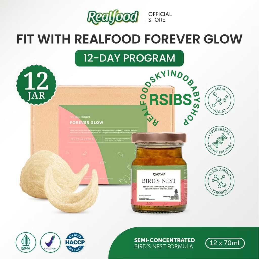 

Realfood Forever Glow 12 Jar ( Minuman Sarang Burung Walet ) Bersertifikat Bpom Halal