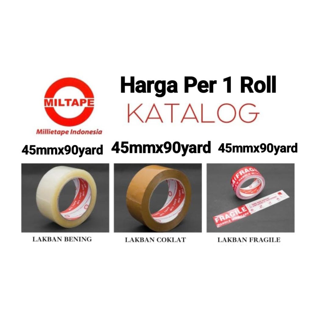 

Lakban Coklat 4,5cmx90yard / Lakban Isolado Bening Clear 45mmx90yard / Lakban Fragile 45mmx90yard / Harga per 1 Roll / Lakban Packing Paket