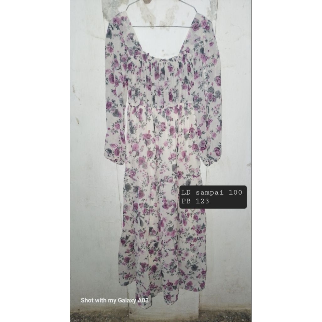 dress sifon bunga bunga