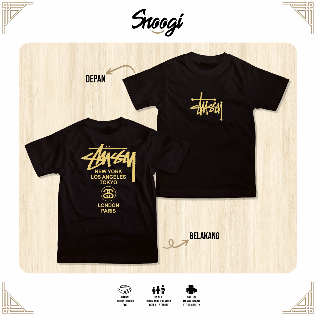 Kaos Anak & Remaja Laki-Laki 1-17 Tahun Stussy Cotton Combed 30s Baju Kaos Anak