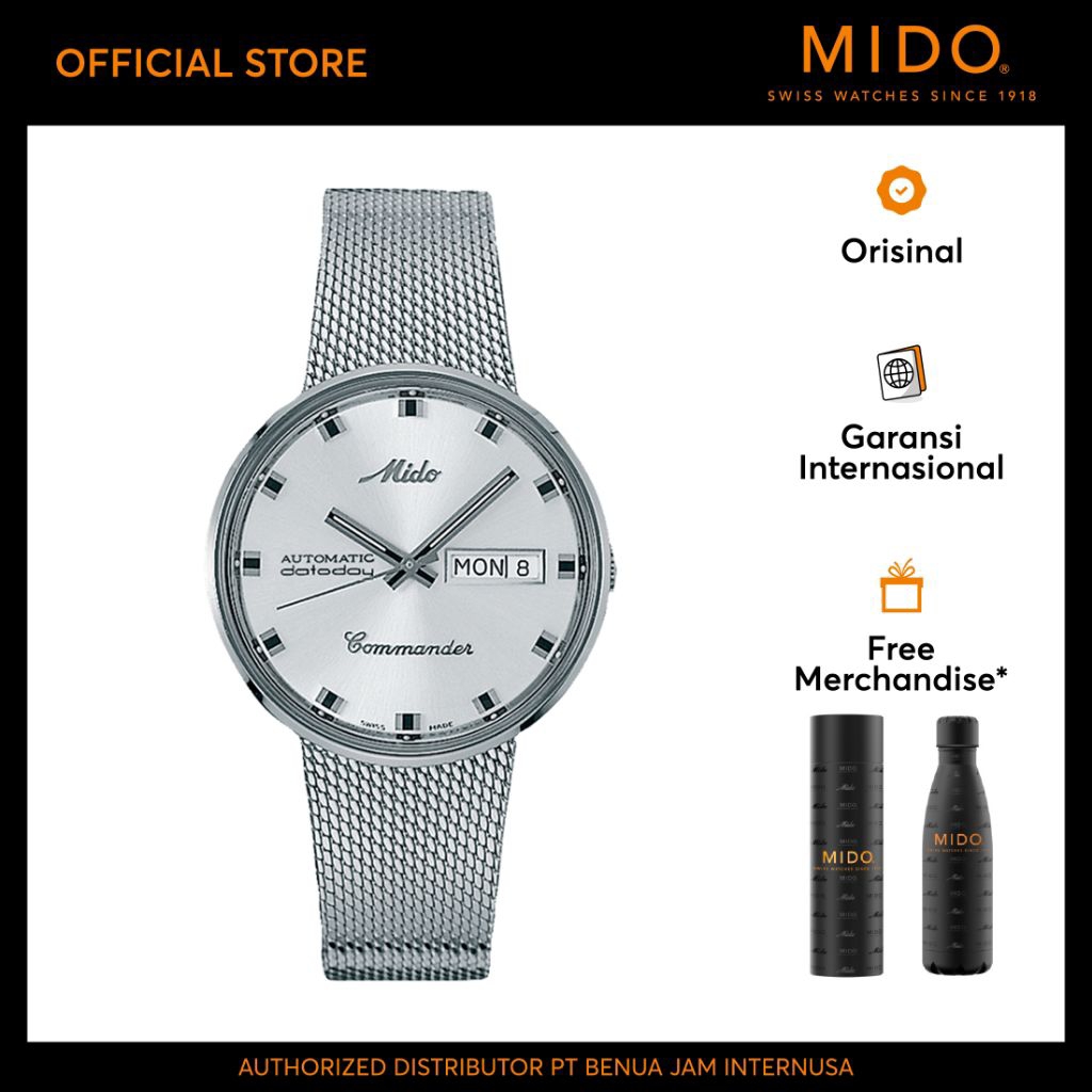MIDO M842942113 Commander Automatic Silver Dial Mesh Strap