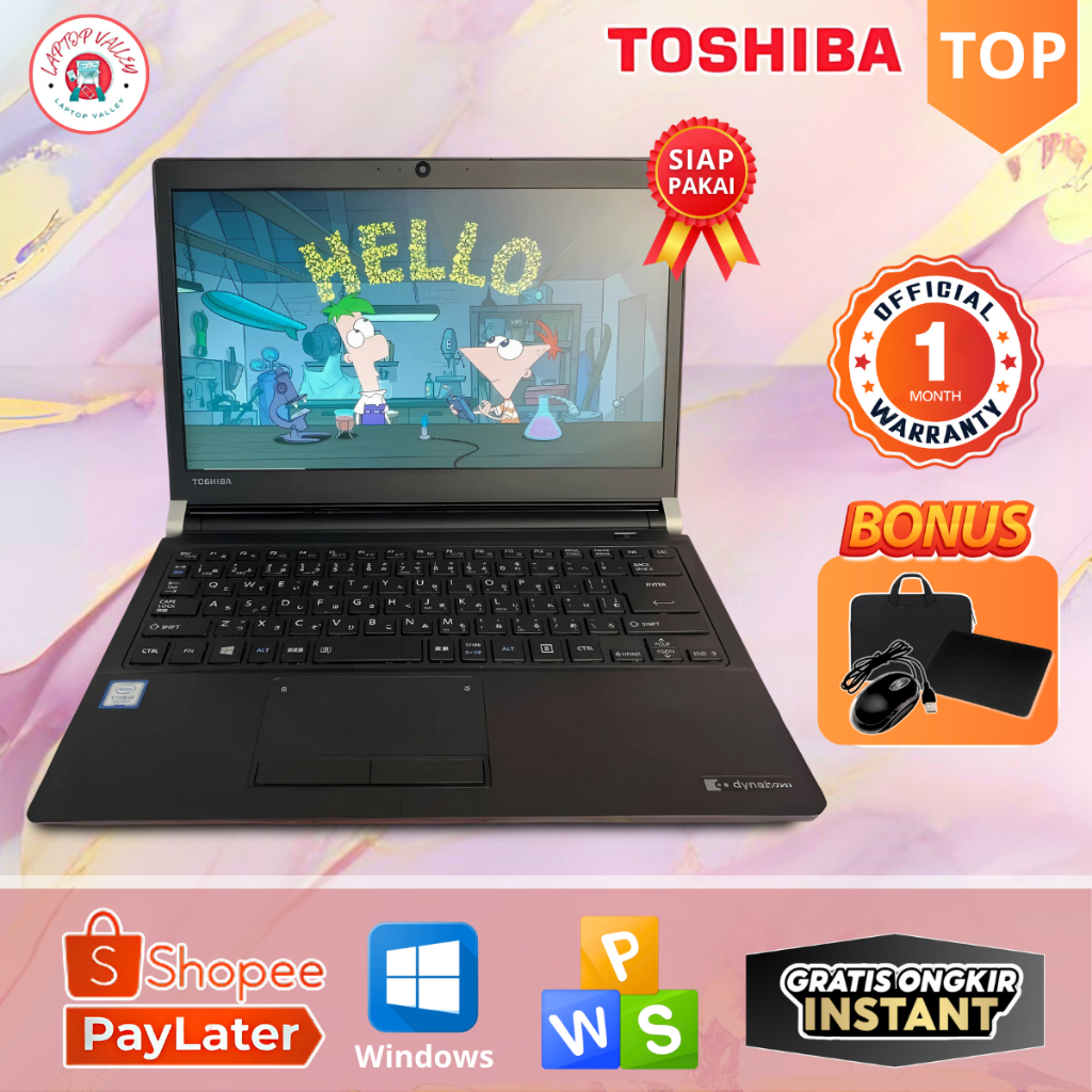 Laptop Toshiba Dynabook U63 R73 Core i3/i5 Gen 6/7 - Layar 13,3 Inch - MURAH BERKUALITAS DAN BERGARA