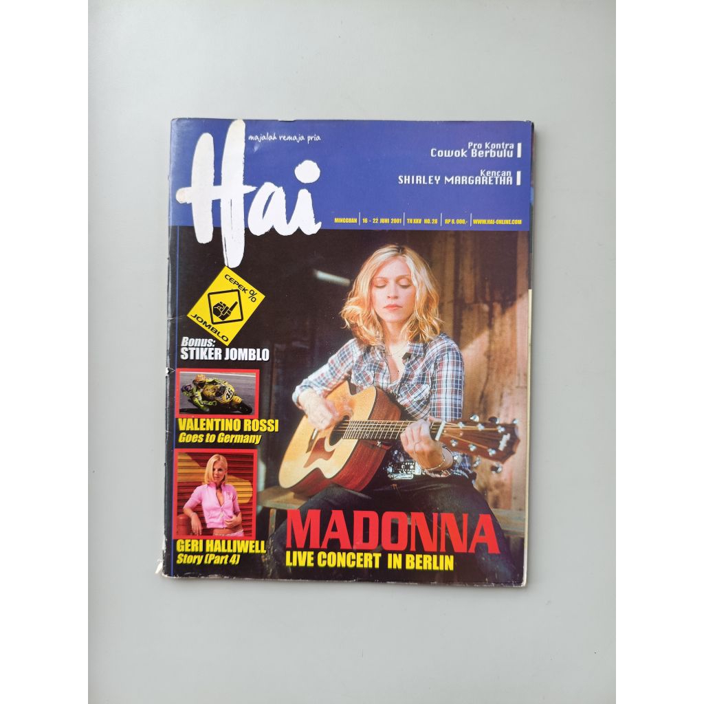 MAJALAH HAI 16-22 JUNI 2001 MADONNA LIVE CONCERT IN BERLIN