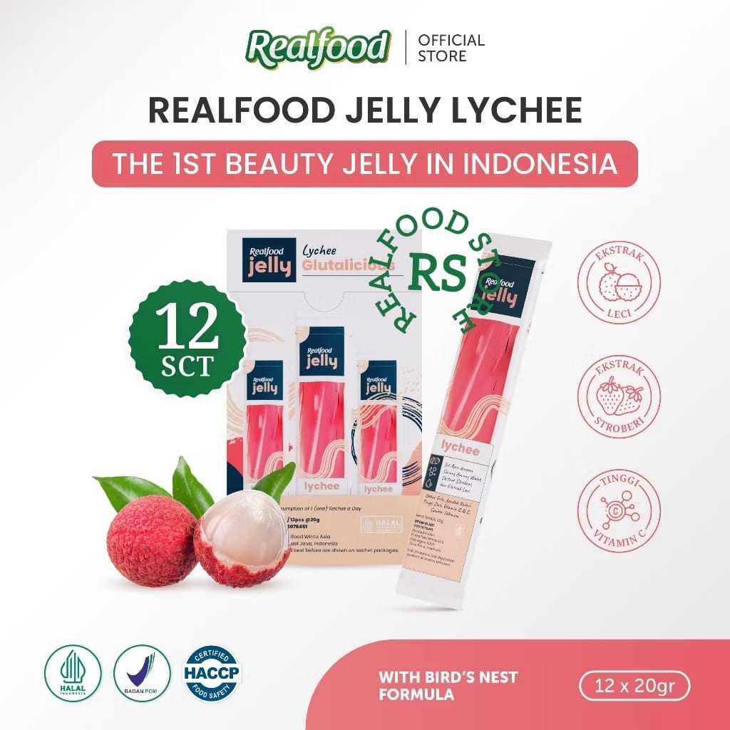 

Realfood Jelly Lychee Mengandung Sarang Burung Walet 12 Sct