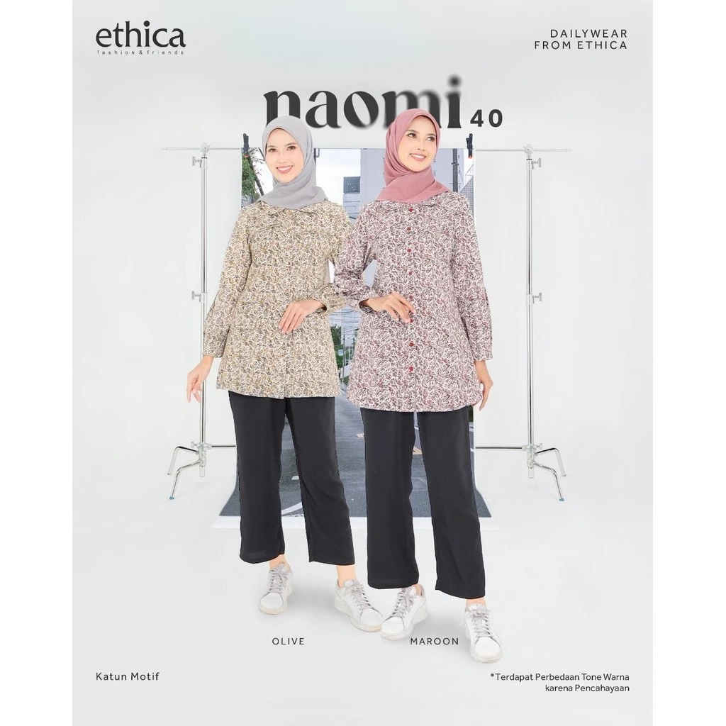 ETHICA NAOMI 40 Maroon SML | Olive SM - Tunik Katun Muslimah ORI ETHCA