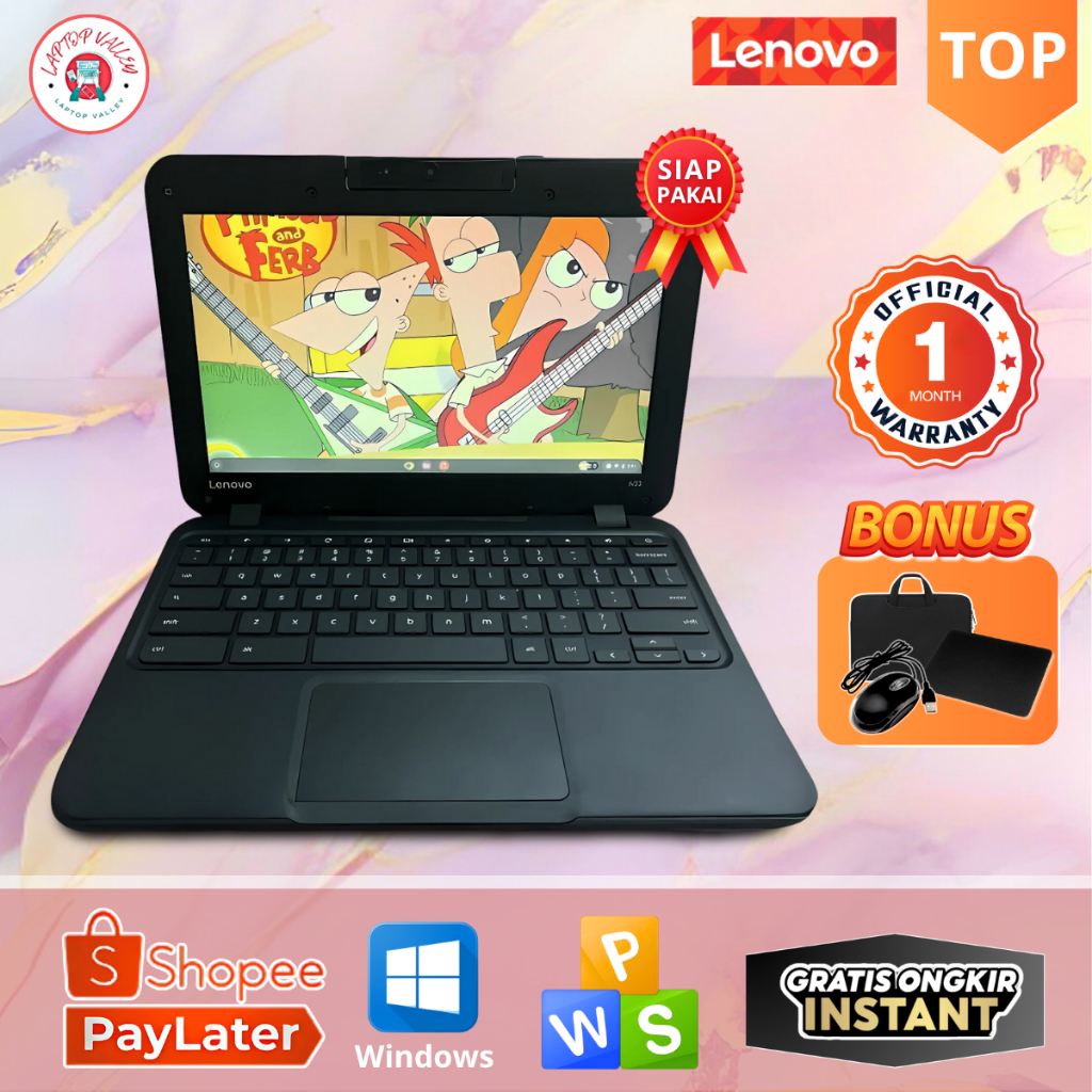 Laptop ChromeBook Acer/Dell/Hp/Lenovo Core Celeron N3060 100E - Layar 11,6 Inch - Mulus Bergaransi