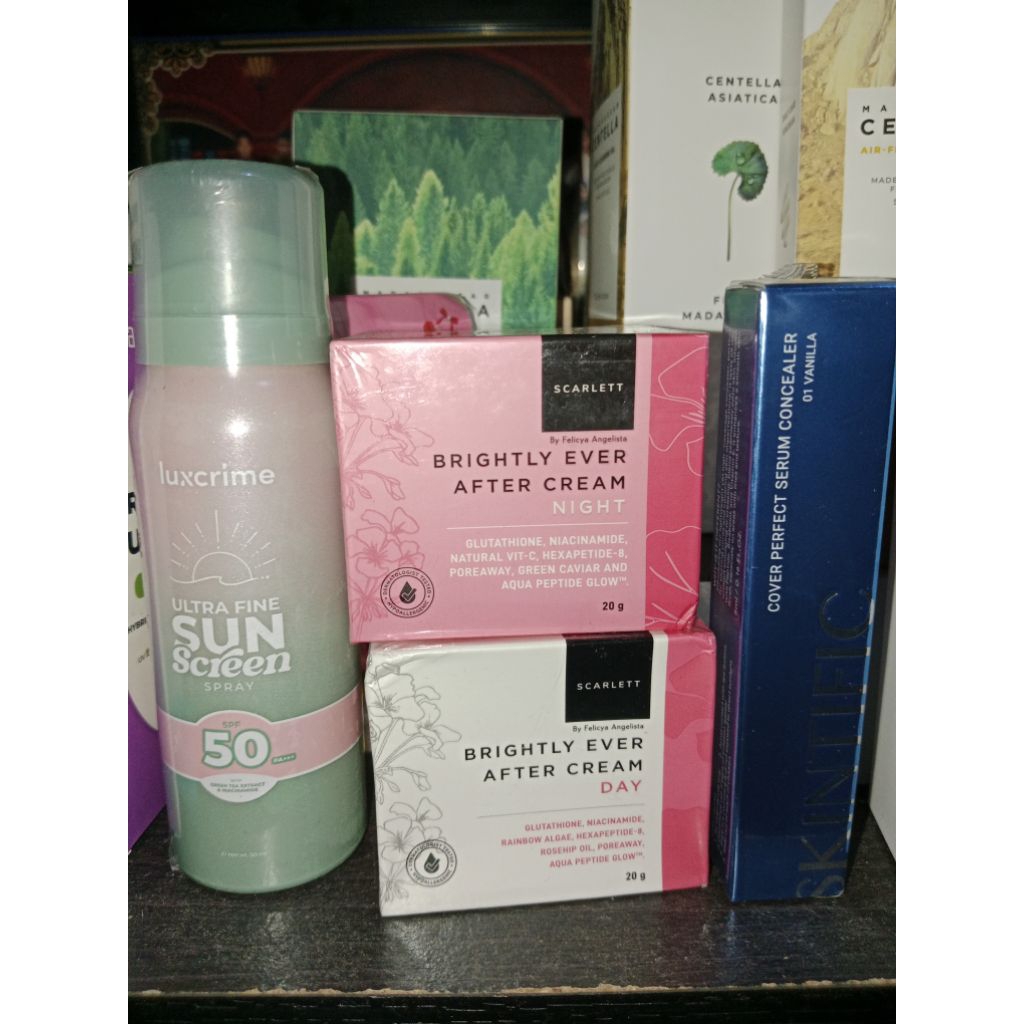 DAY CREAM & NIGHT CREAM SCARLET / CONCEALER SKINTIFIC VANILLA / SUNSCREEN LUXCRIME