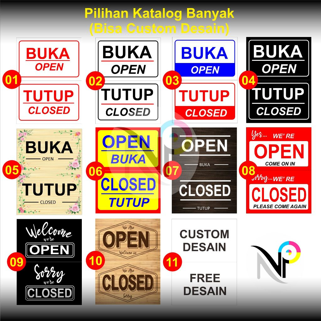 Sign Board Plang Toko Papan Tanda Akrilik Open / Close Buka Tutup Custom Free Desain NUGRAHA PRINTIN