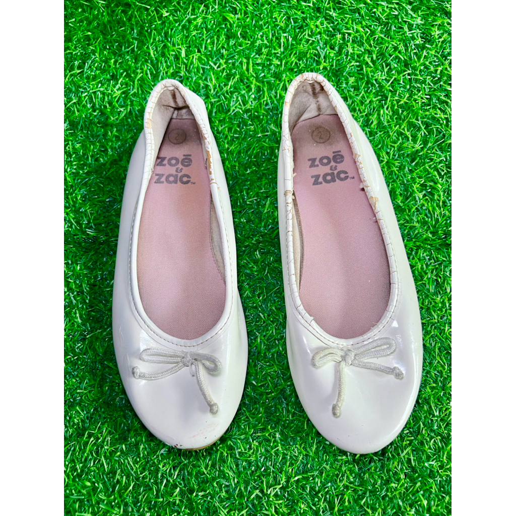 Preloved Flat Shoes / Sepatu Teplek Anak Perempuan Original Zoe & Zac Putih Size 2 / size 33