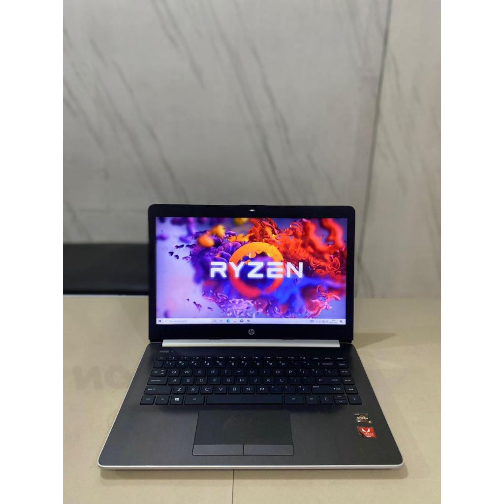DIJUAL LAPTOP SECOND HP 14-CM0008A SILVER AMD RYZEN 3 3200U AMD RADEON VEGA GFT RAM 8GB SSD 256 GB
