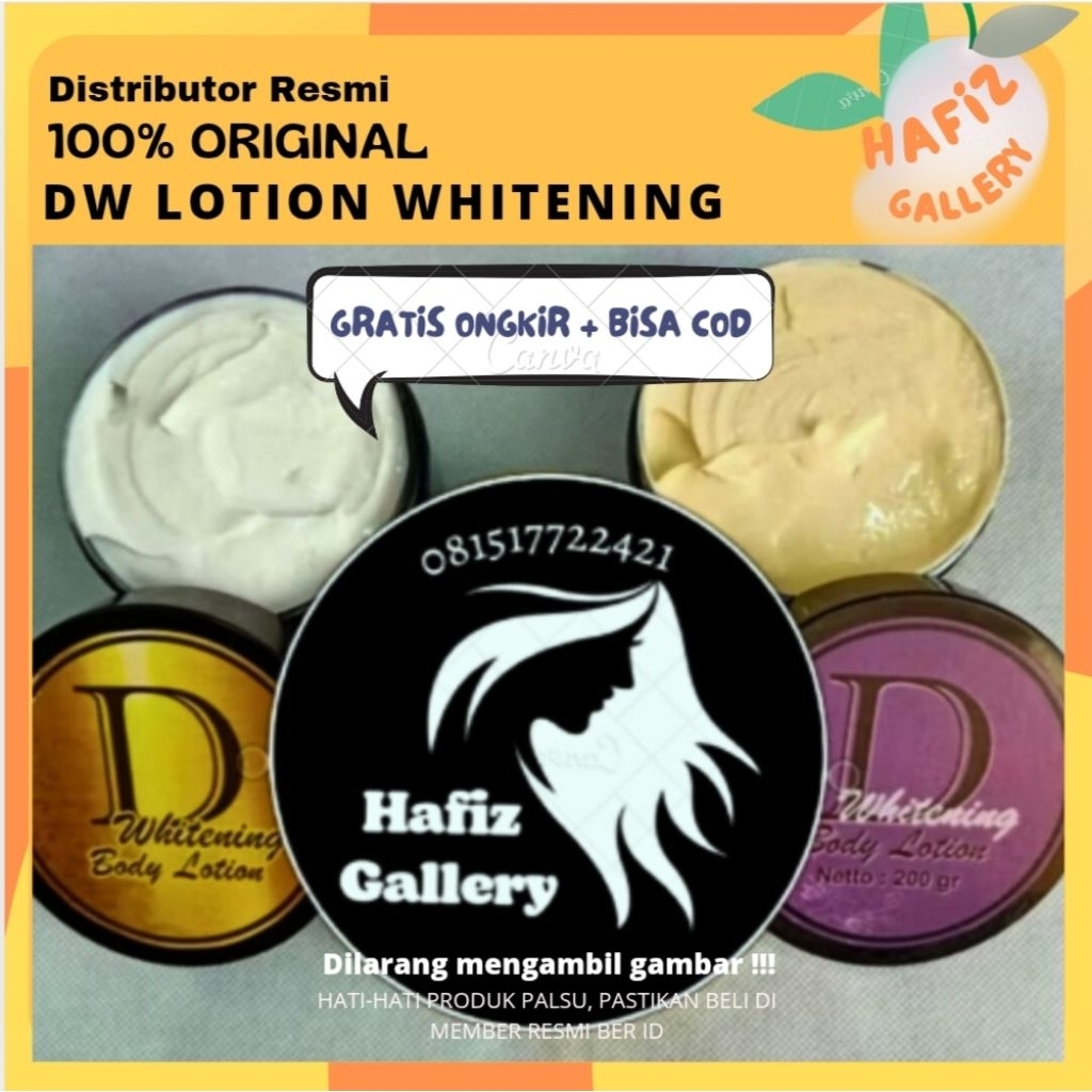 HAFIZ-(COD) DW lotion whitening 200gr / lotion pemutih badan / HB pemutih / Glowupid