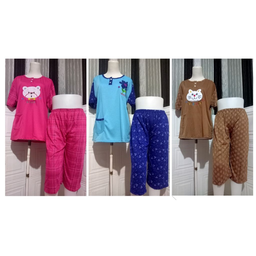 BABYDOLL 3/4 JUMBO ( CELANA PENDEK LENGAN PENDEK ) KAOS TEBAL ADEM ALL SIZE JUMBO 3L